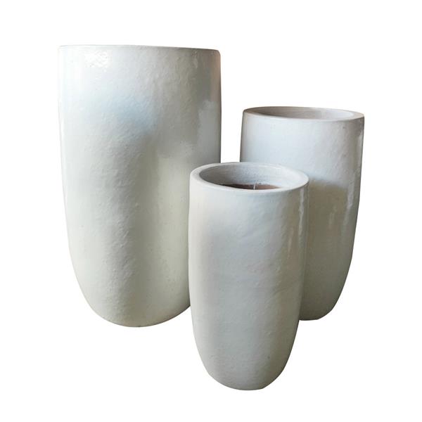Vaso in terracotta smaltata bianca 46x78 cm - Real