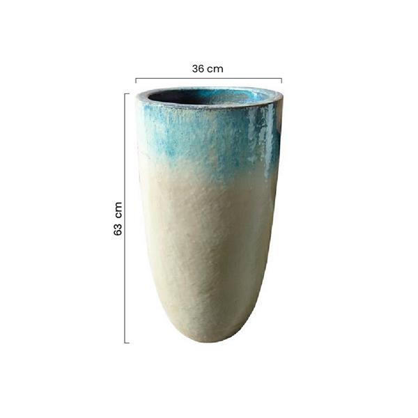 Vaso design in ceramica celeste e bianca 36x63 cm - Real