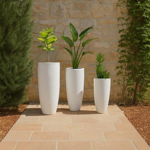 Vaso in ceramica bianco lucido 38x72 cm - Tropicana