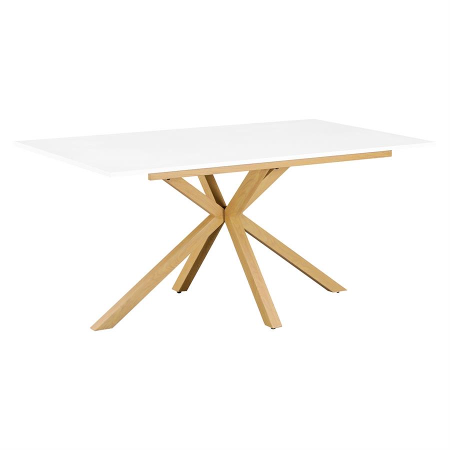 Tavolo rettangolare con top bianco gambe metalliche effetto rovere - Gabry
