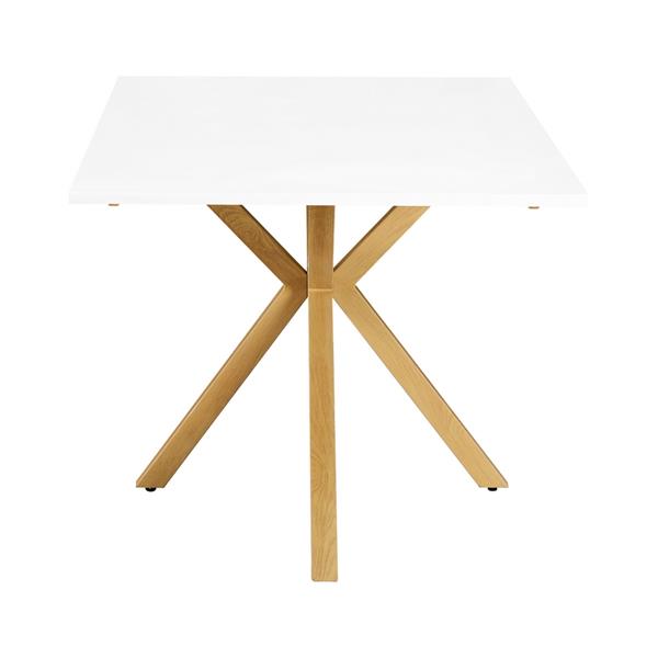 Tavolo rettangolare con top bianco gambe metalliche effetto rovere - Gabry