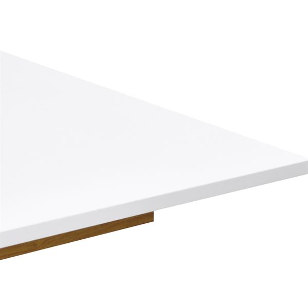 Tavolo rettangolare con top bianco gambe metalliche effetto rovere - Gabry
