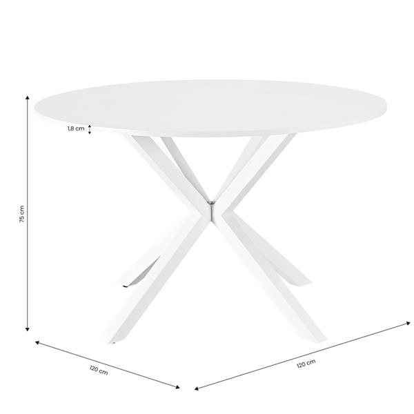 Tavolo tondo 120 cm bianco con gambe bianche - Gabry