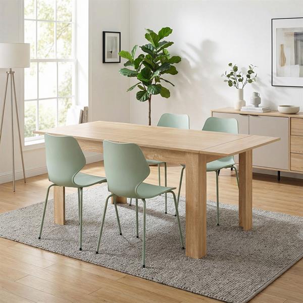 Tavolo rettangolare estendibile rovere naturale 140-190x90x77 cm - Harper