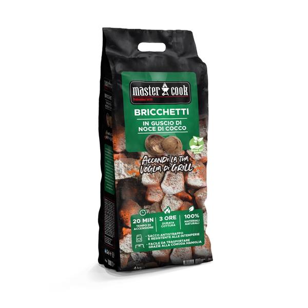Bricchetti di noce di cocco naturali 4 kg con accensione rapida