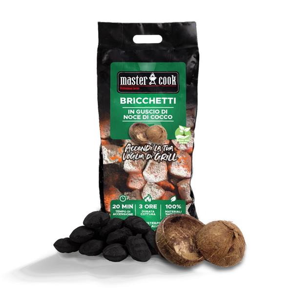 Bricchetti di noce di cocco naturali 4 kg con accensione rapida