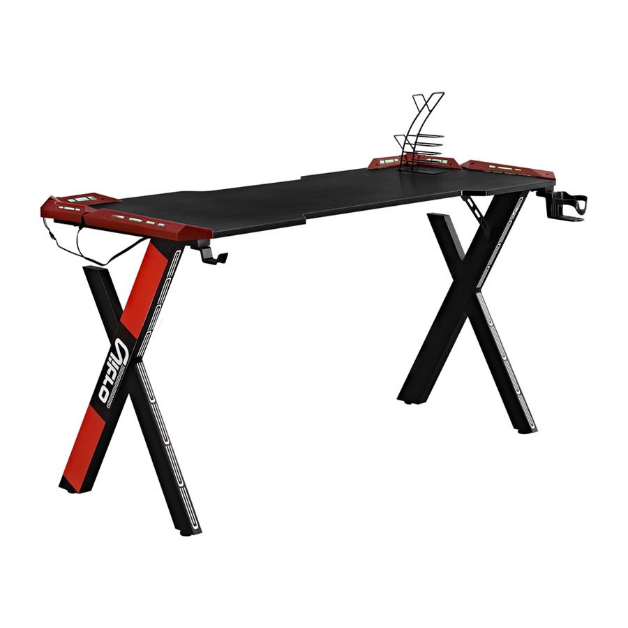 Scrivania Gaming con LED RGB e finitura effetto fibra di carbonio  120x60x75cm - Nitro
