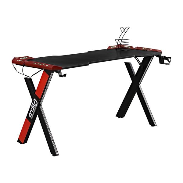 Scrivania Gaming con LED RGB e finitura effetto fibra di carbonio  120x60x75cm - Nitro