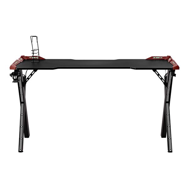 Scrivania Gaming 140 cm con LED RGB  effetto fibra di carbonio - Nitro