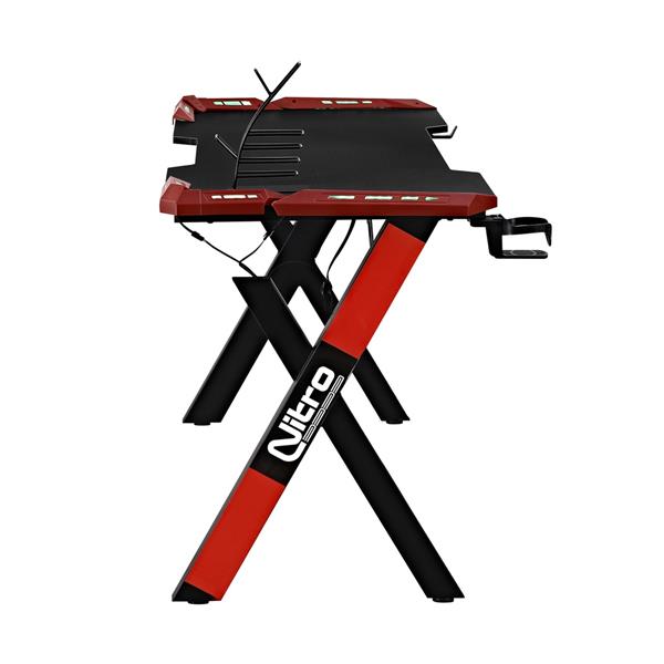 Scrivania Gaming 140 cm con LED RGB  effetto fibra di carbonio - Nitro