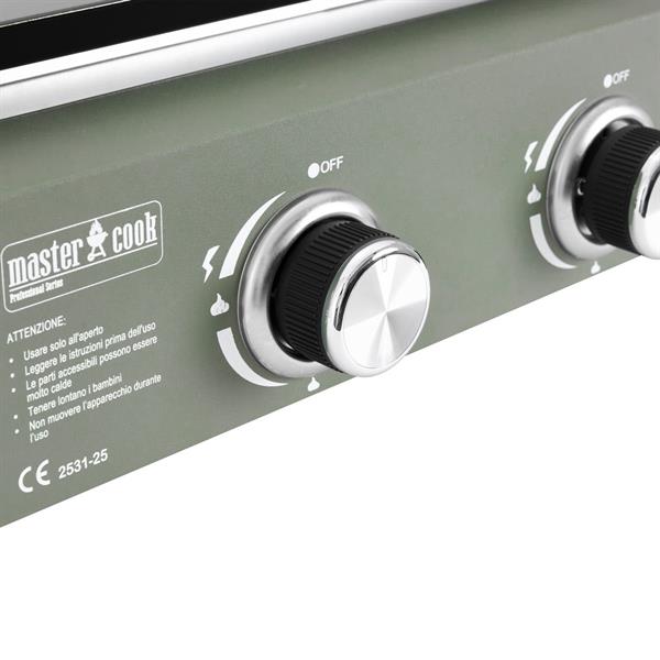 Piastra a gas 2 bruciatori in acciaio inox verde
