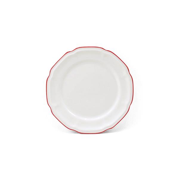 Set 18 piatti porcellana bianca con bordo rosso dipinto a mano - Grace
