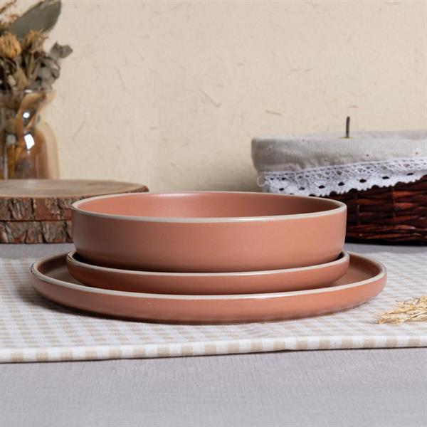 Servizio di piatti in gres porcellanato terracotta - Serena