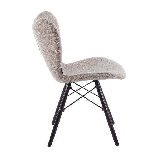 Set 4 sedie in tessuto bouclé beige con gambe in legno noce – Elena
