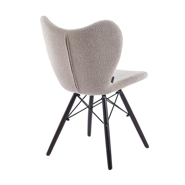 Set 4 sedie in tessuto bouclé beige con gambe in legno noce – Elena