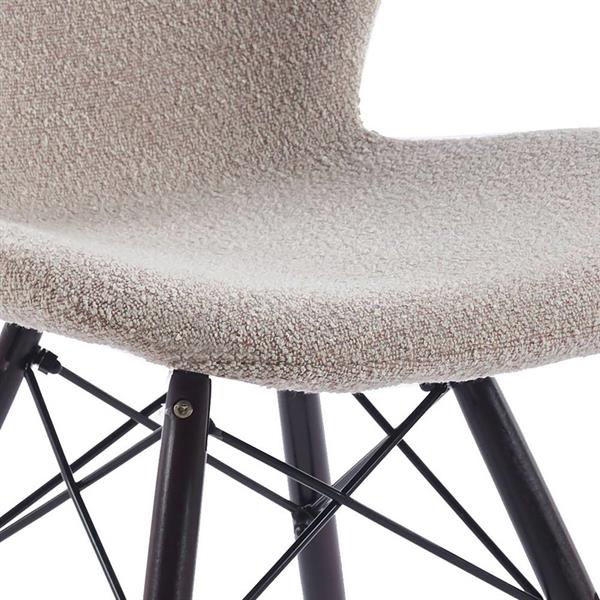 Set 4 sedie in tessuto bouclé beige con gambe in legno noce – Elena
