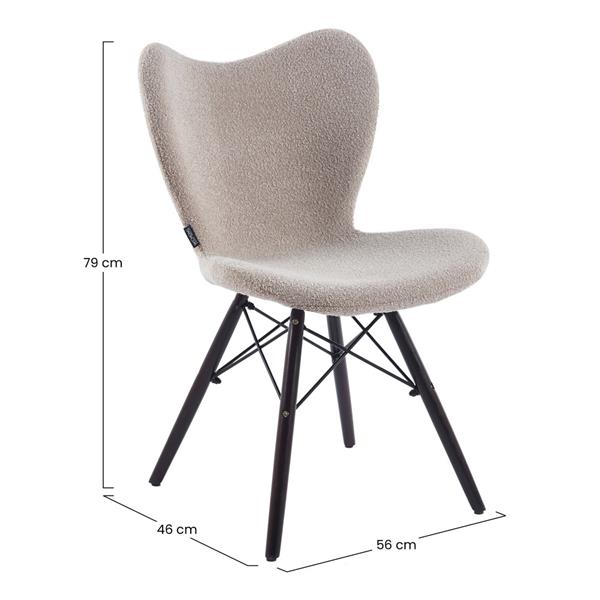 Set 4 sedie in tessuto bouclé beige con gambe in legno noce – Elena