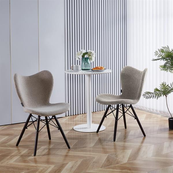 Set 4 sedie in tessuto bouclé beige con gambe in legno noce – Elena