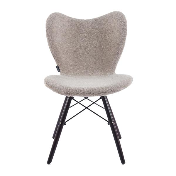 Set 4 sedie in tessuto bouclé beige con gambe in legno noce – Elena