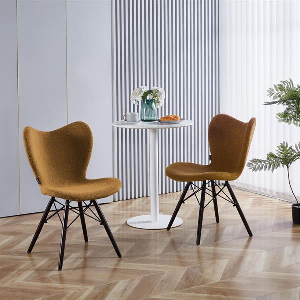 Sedie design moderno in tessuto ocra bouclé con gambe in legno – Elena