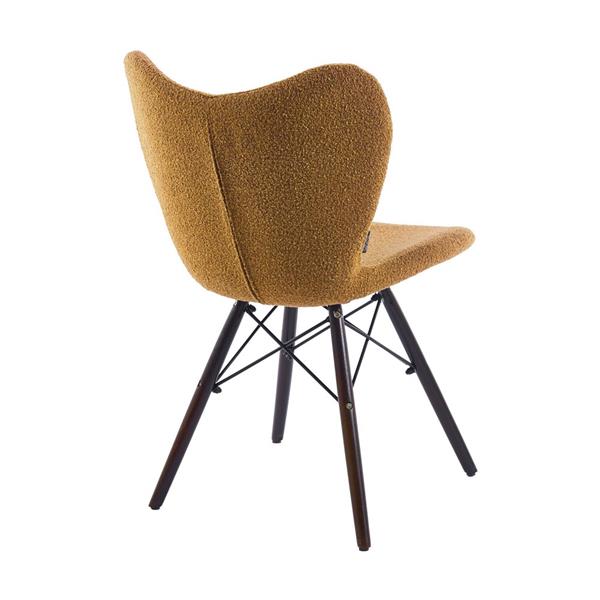 Sedie design moderno in tessuto ocra bouclé con gambe in legno – Elena