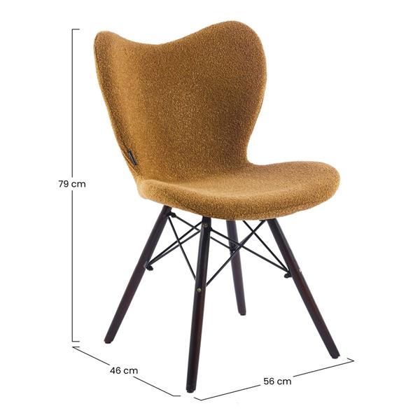 Sedie design moderno in tessuto ocra bouclé con gambe in legno – Elena