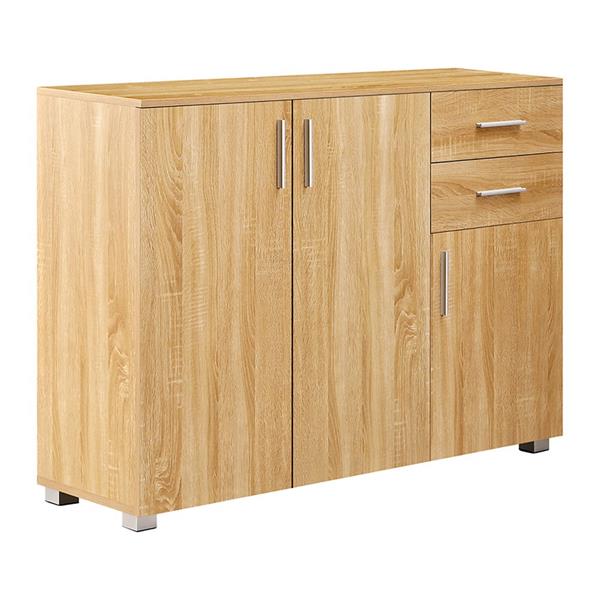 Credenza moderna rovere naturale 120x35x85,5 cm con ante e cassetti – Astor
