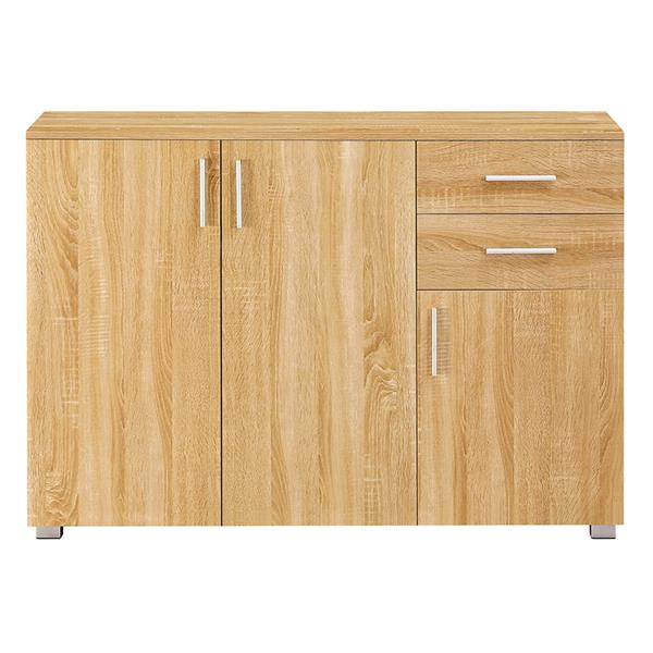 Credenza moderna rovere naturale 120x35x85,5 cm con ante e cassetti – Astor