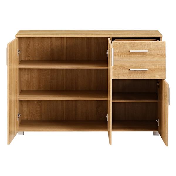 Credenza moderna rovere naturale 120x35x85,5 cm con ante e cassetti – Astor