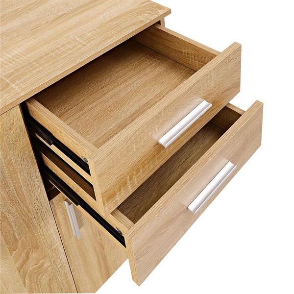 Credenza moderna rovere naturale 120x35x85,5 cm con ante e cassetti – Astor