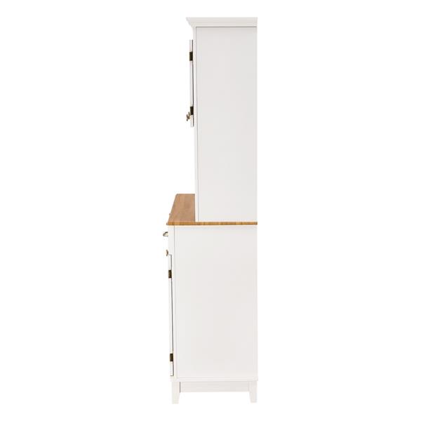 Credenza bianca con cantinetta, ante vetro e top color noce 109x43x183cm - Provenza