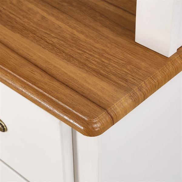 Credenza bianca con cantinetta, ante vetro e top color noce 109x43x183cm - Provenza