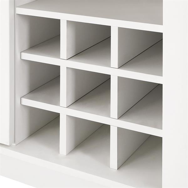 Credenza bianca con cantinetta, ante vetro e top color noce 109x43x183cm - Provenza