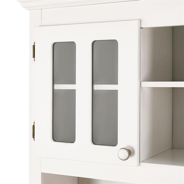 Credenza bianca con cantinetta, ante vetro e top color noce 109x43x183cm - Provenza
