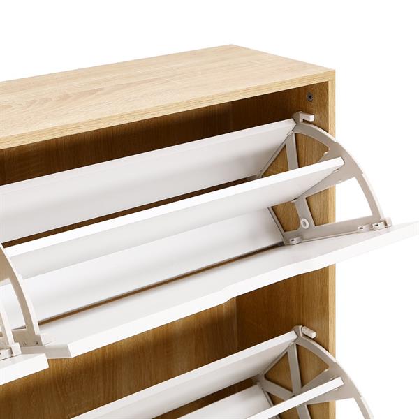 Scarpiera doppia 6 vani bianca e rovere 120x24x114cm - Sky