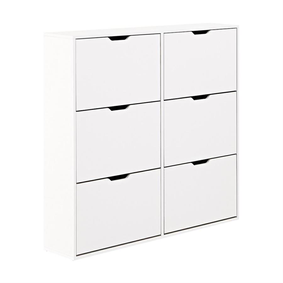Scarpiera in legno doppia 6 vani bianca 120x24x114cm - Sky