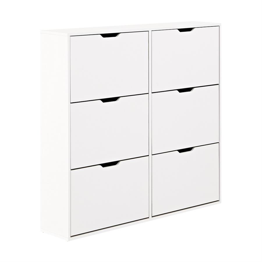 Scarpiera in legno doppia 6 vani bianca 120x24x114cm - Sky