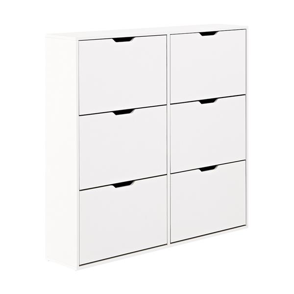 Scarpiera in legno doppia 6 vani bianca 120x24x114cm - Sky