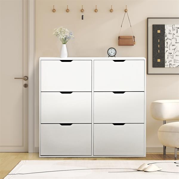 Scarpiera in legno doppia 6 vani bianca 120x24x114cm - Sky