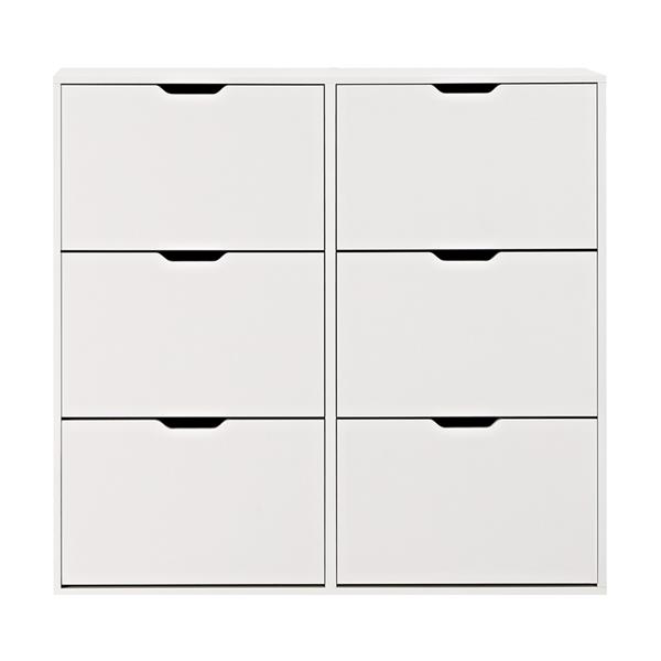 Scarpiera in legno doppia 6 vani bianca 120x24x114cm - Sky