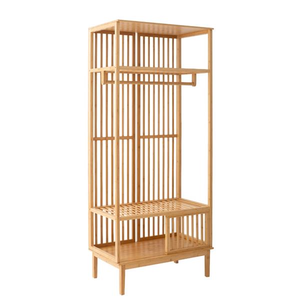 Appendiabiti in bambù naturale con ripiani 80x47x187cm – Maku