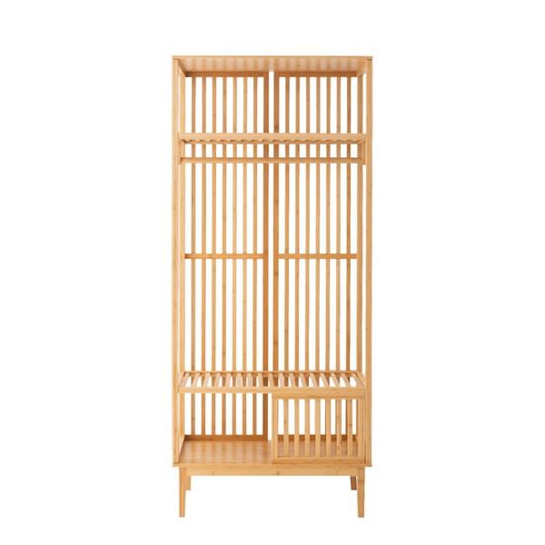Appendiabiti in bambù naturale con ripiani 80x47x187cm – Maku