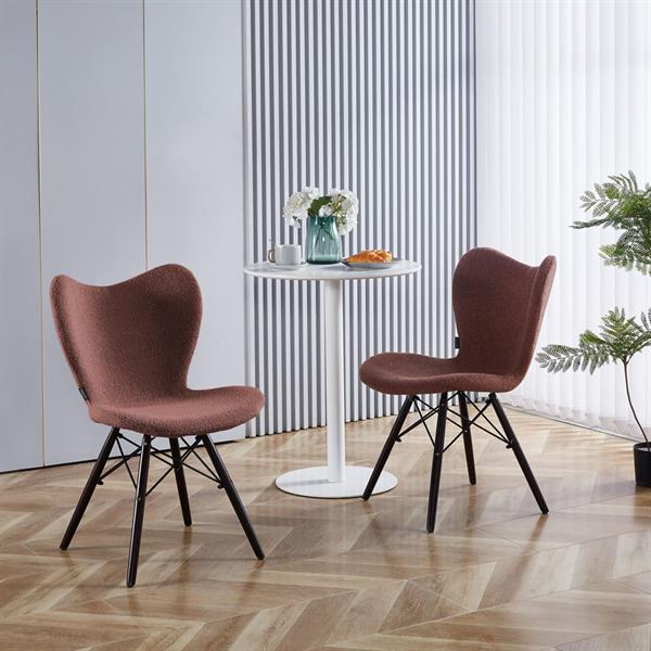 Set 4 sedie in tessuto bouclé marroni con gambe in legno noce – Elena