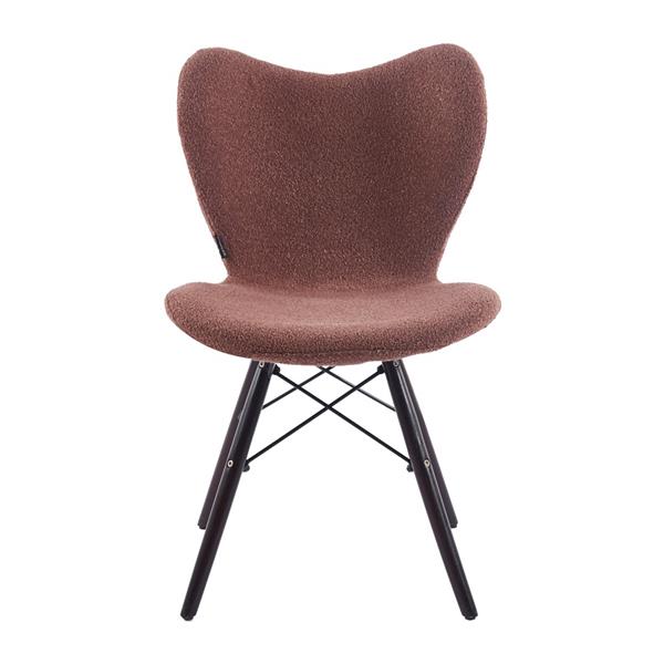 Set 4 sedie in tessuto bouclé marroni con gambe in legno noce – Elena