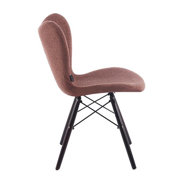 Set 4 sedie in tessuto bouclé marroni con gambe in legno noce – Elena