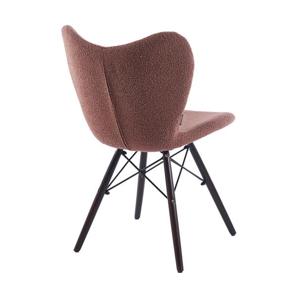 Set 4 sedie in tessuto bouclé marroni con gambe in legno noce – Elena