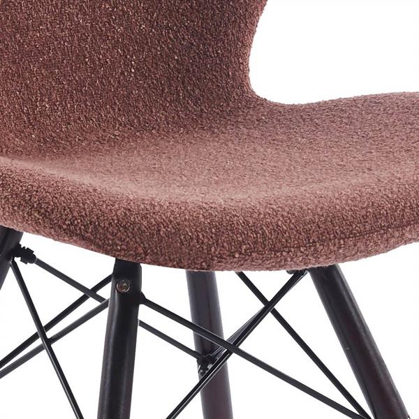 Set 4 sedie in tessuto bouclé marroni con gambe in legno noce – Elena