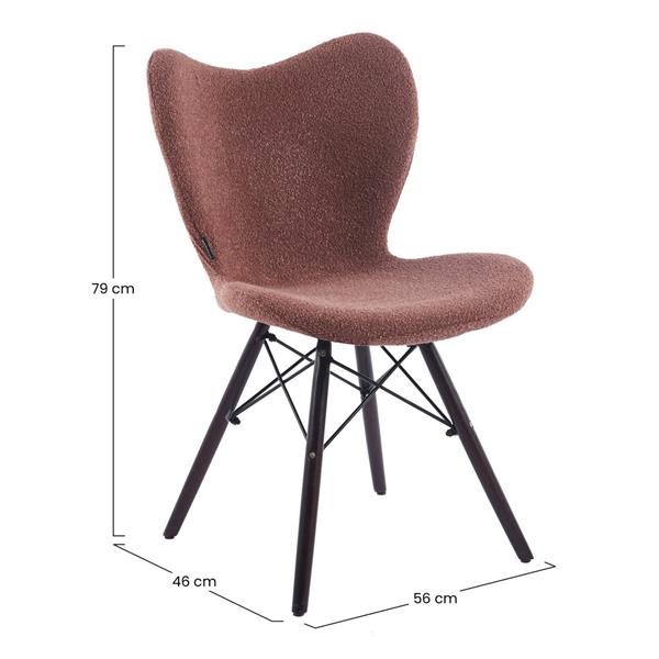 Set 4 sedie in tessuto bouclé marroni con gambe in legno noce – Elena