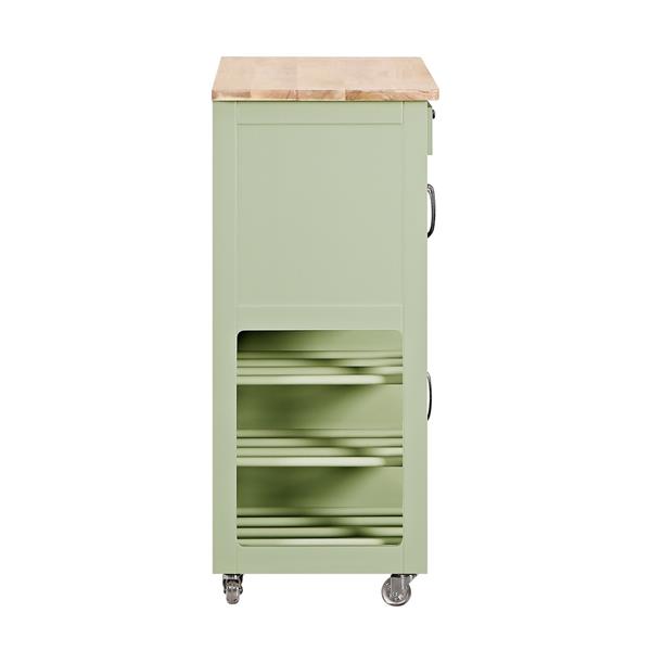 Credenza portabottiglie con cassetti e ante salvia con top in legno – Febe