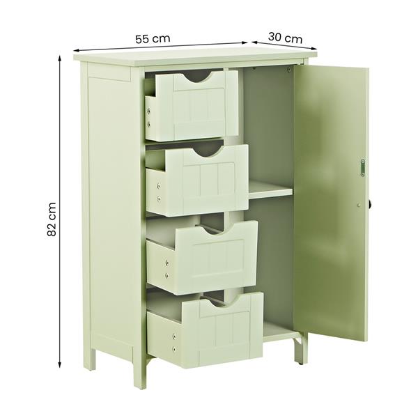 Mobiletto bagno multiuso con 4 cassetti e 1 anta verde salvia - Lily